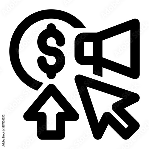 Ad Revenue, Monetization, Digital Marketing Outline Icon
