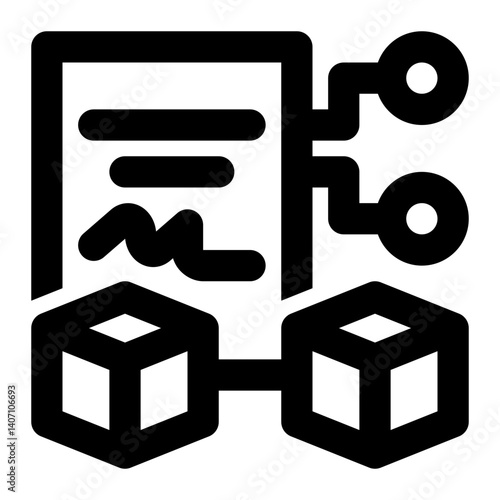 Smart Contract, Blockchain Contract, Crypto Contract Outline Icon