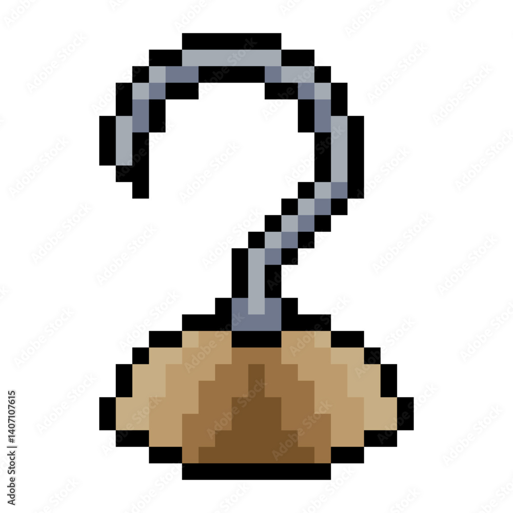 Fototapeta premium Pirate hook with pixel art