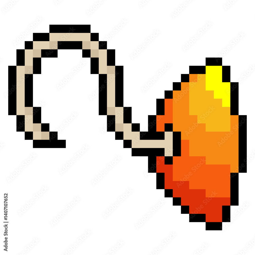 Obraz premium Pirate hook with pixel art isolated on white background