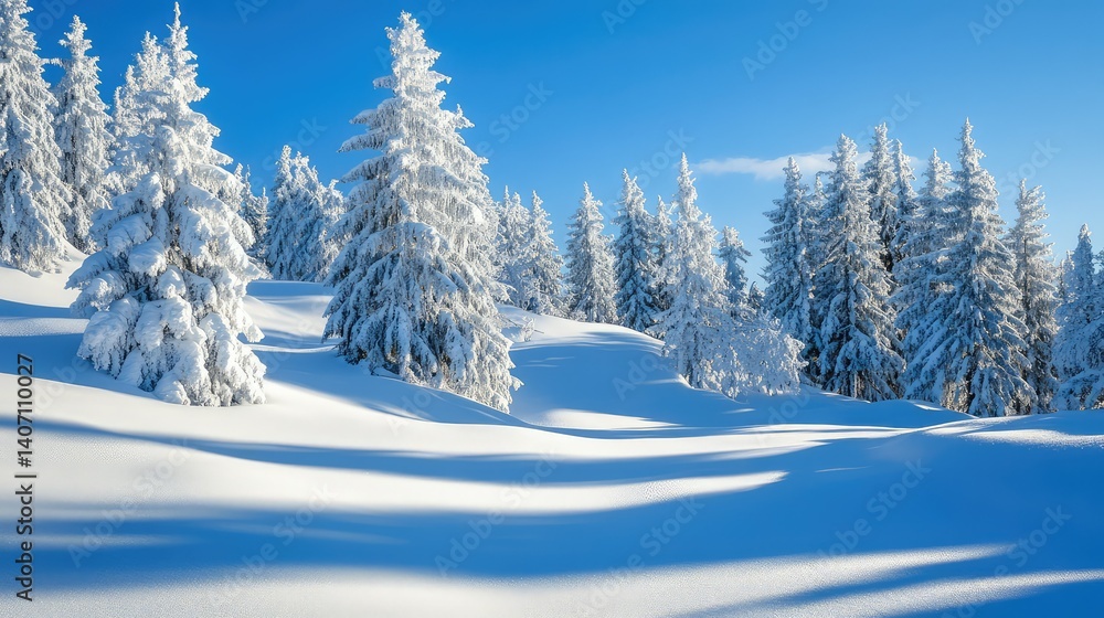 Fototapeta premium trees hill snow