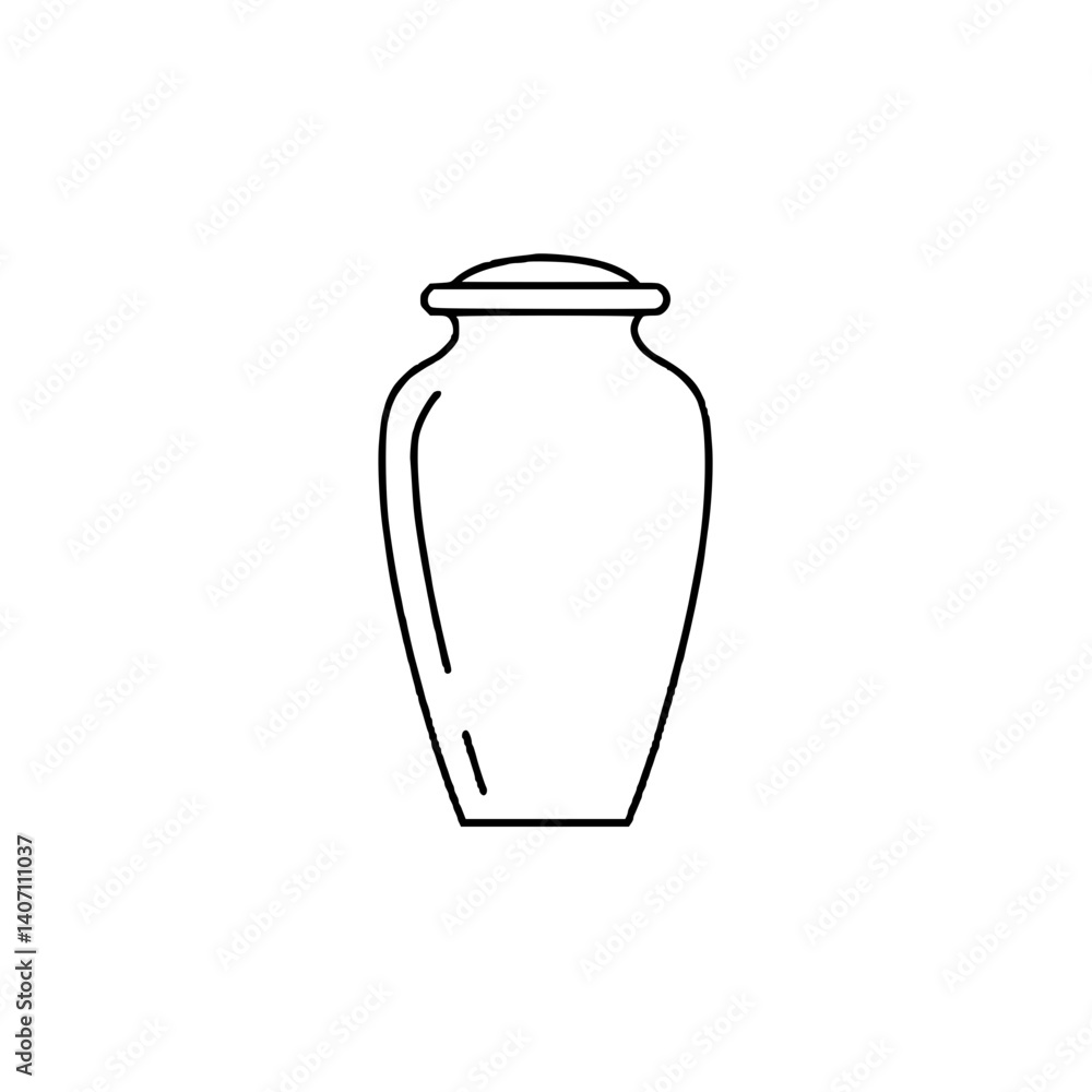 Minimalistic urn icon representing the concept of remembrance and memorial