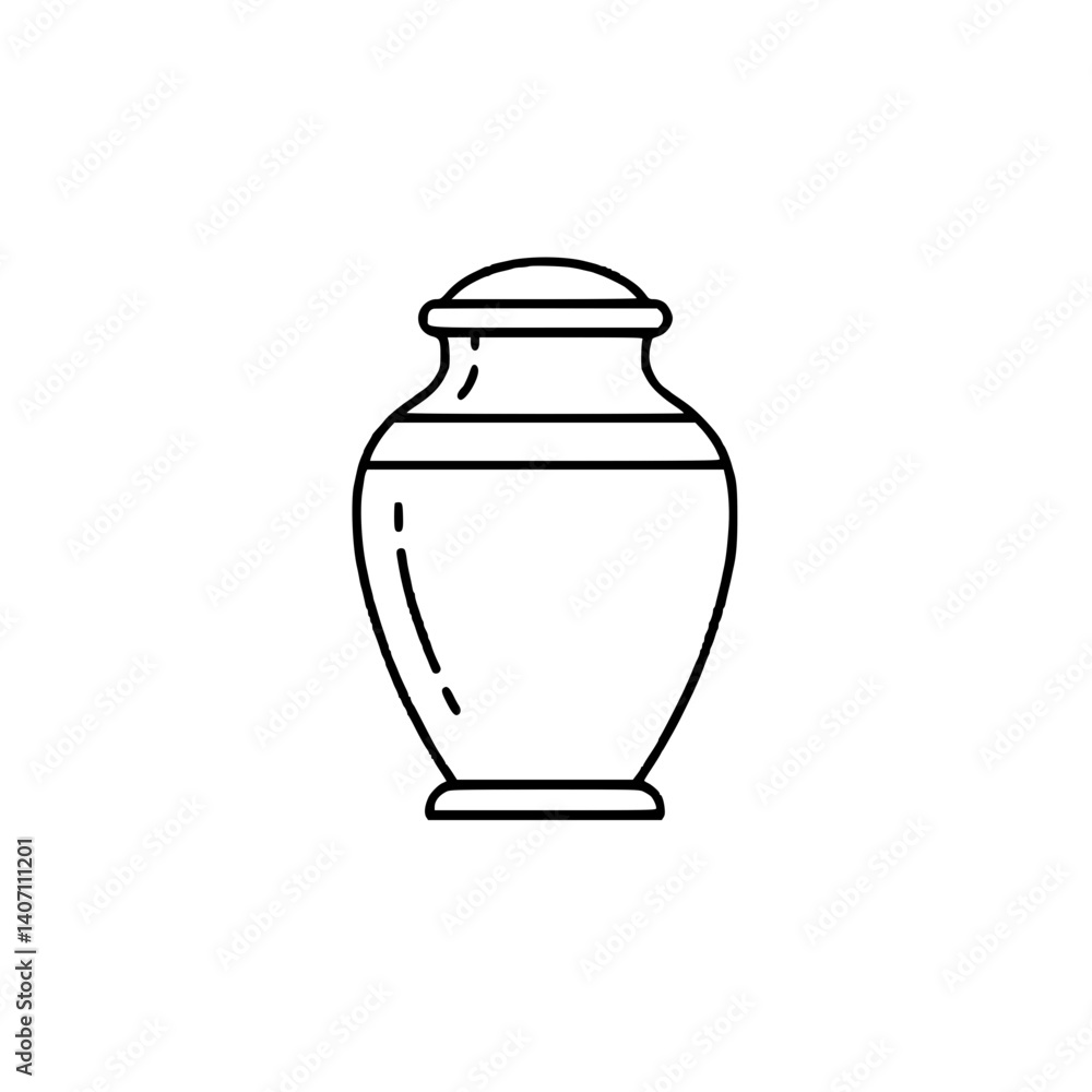 Outline icon of an urn representing remembrance and memorial concepts