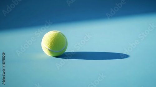 High-quality sports imagery tennis ball on a fresh blue court perfect for stock use AI