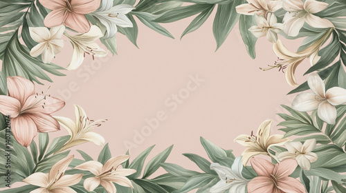 Elegant wedding invitation card background . Minimal hand painted watercolor botanical flowers texture template background. Design for wedding, vip cover, poster, rsvp moderncard.Valentine's Day