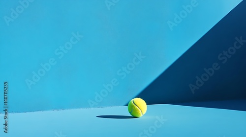 Simple yet professional sports-themed photograph featuring a tennis ball on blue ground AI
