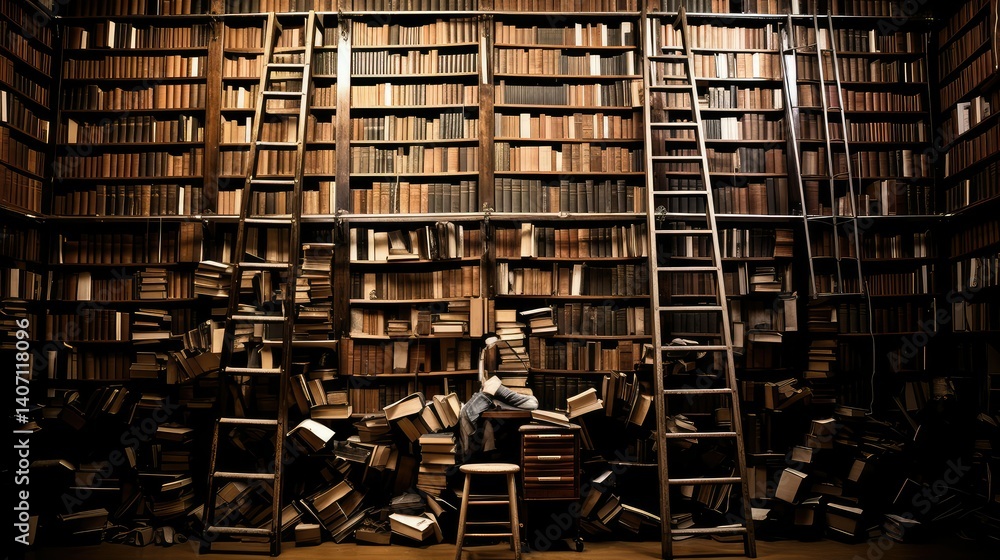 Obraz premium bookshelves unstructured data