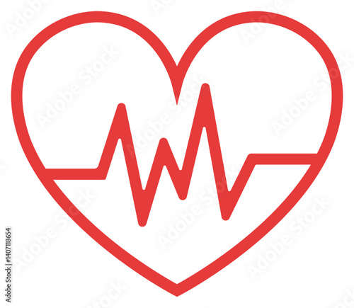 Red heartbeat outline icon vector illustration isolated on white background.