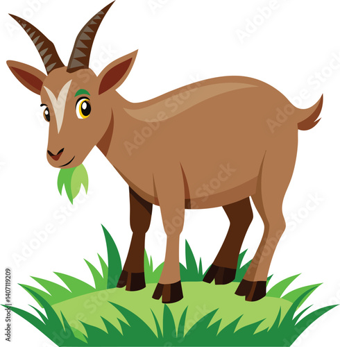 Goat eating grass