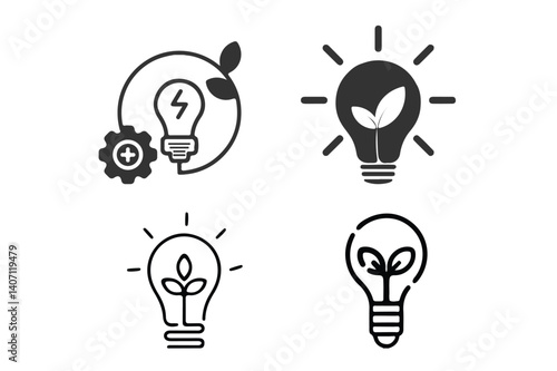 Green energy icon set. Collection of renewable energy, Sustainability, ecology and green electricity icons. Eco friendly, Eco icon. Vector illustration
