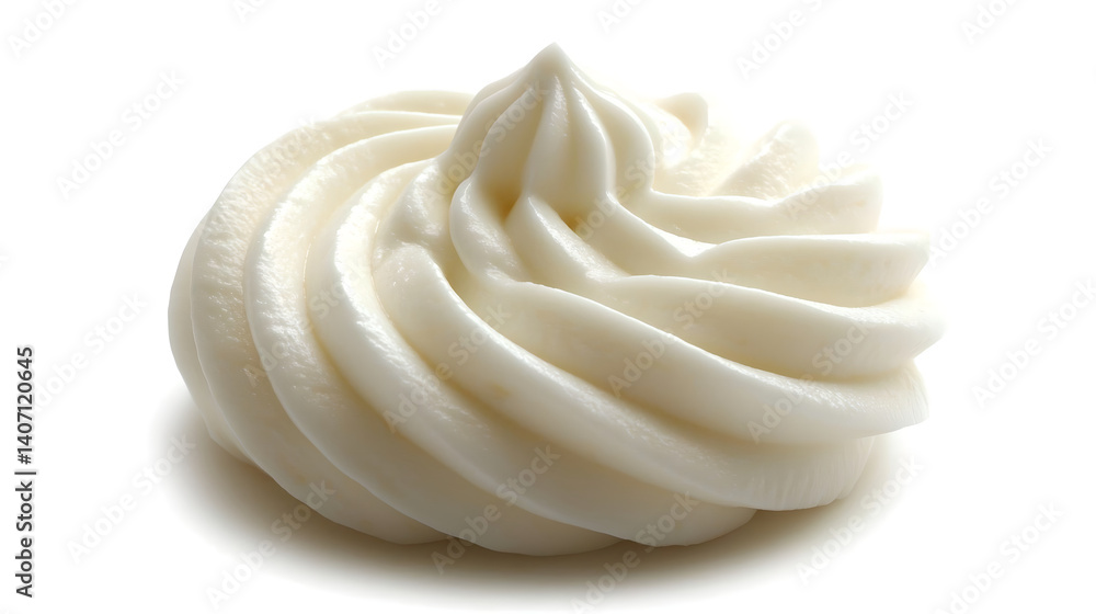 Creamy White Frosting Swirl on White Background Creamy White Frosting Swirl on White Background
