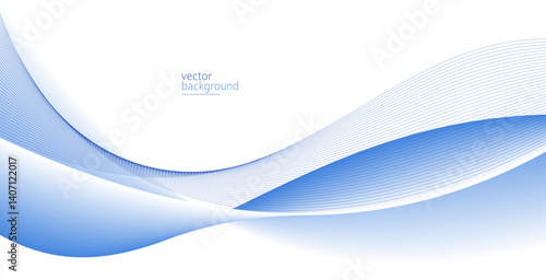 Flowing blue curve shape with soft gradient vector abstract background, relaxing and tranquil art, can illustrate health medical or sound of music.