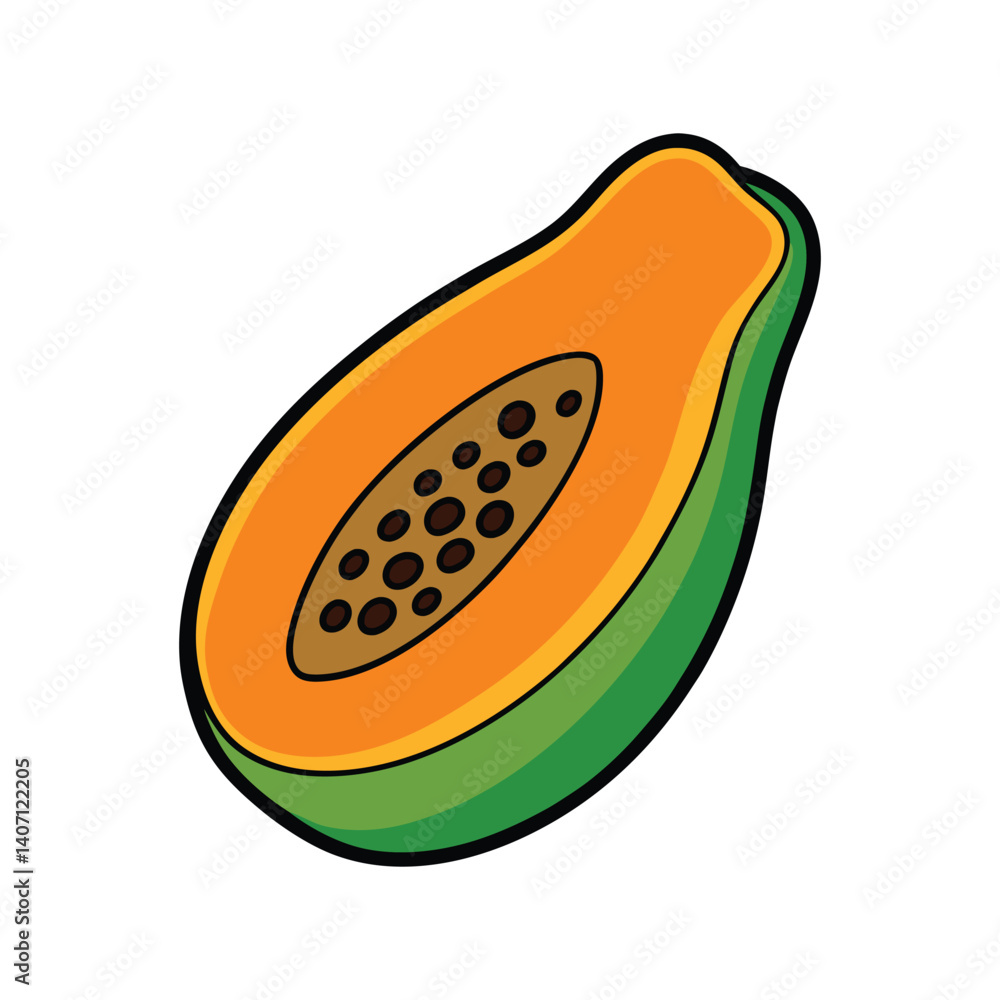 Papaya Vector Illustration – Fresh Tropical Fruit Icon in Flat Style for Food Packaging, Juice Labels, and Healthy Recipe Design Papaya Vector Illustration – Fresh Tropical Fruit Icon in Flat Style for Food Packaging, Juice Labels, and Healthy Recipe Design