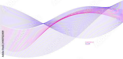 Smooth background with wave of flowing particles abstract vector art, easy and soft relaxing curve lines dots in motion, airy and soft illustration.