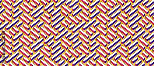 Labyrinth seamless background, 3D geometric endless pattern of logic maze, isometric vector dimensional cubical background.