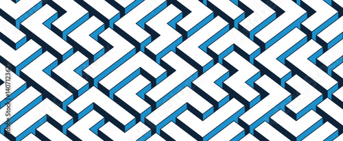 3D labyrinth seamless pattern, vector abstract background of isometric maze wallpaper, geometric blocks creative concept, cubic rebus.