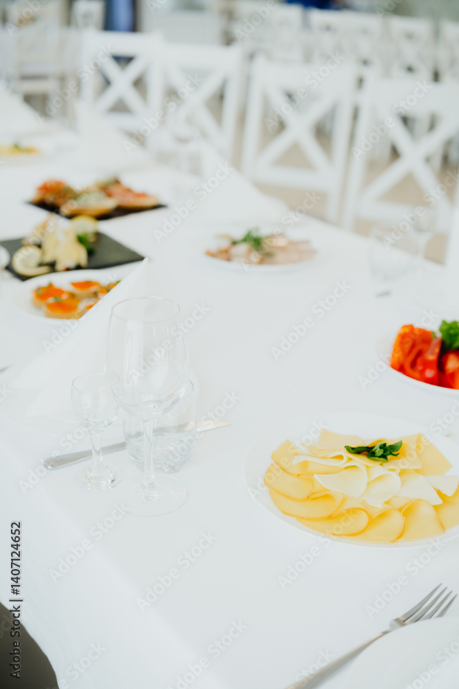 Delicious dining table spread with fresh pasta and assorted dishes in restaurant Delicious dining table spread with fresh pasta and assorted dishes in restaurant