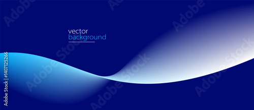 Flowing dark blue curve shape with soft gradient vector abstract background, relaxing and tranquil art, can illustrate health medical or sound of music.