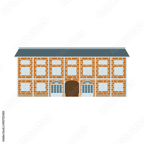 富岡製糸場。フラットなベクターイラスト。
Tomioka silk mill. Flat vector illustration.