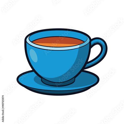 Tea Cup Vector Illustration – Hot Beverage Icon for Café Branding, Drink Packaging, Breakfast Menus