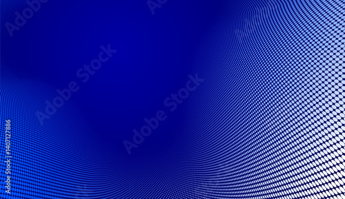 Dark blue dots in 3D perspective vector abstract background, multimedia internet information theme, wave stream of science technology or business blank template for ads.