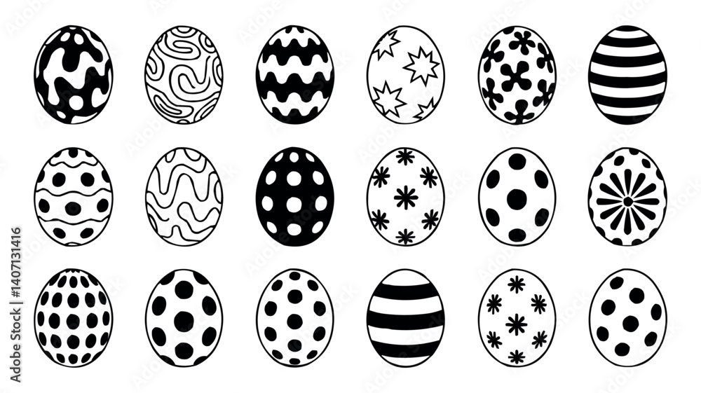 Easter Eggs Decorative Set with Ornamental Designs Vector Illustration Easter Eggs Decorative Set with Ornamental Designs Vector Illustration