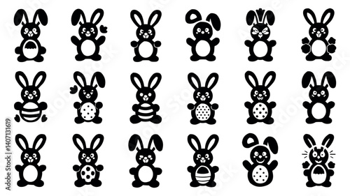 Cute Easter Bunny Set Vector Illustration for Spring Celebration