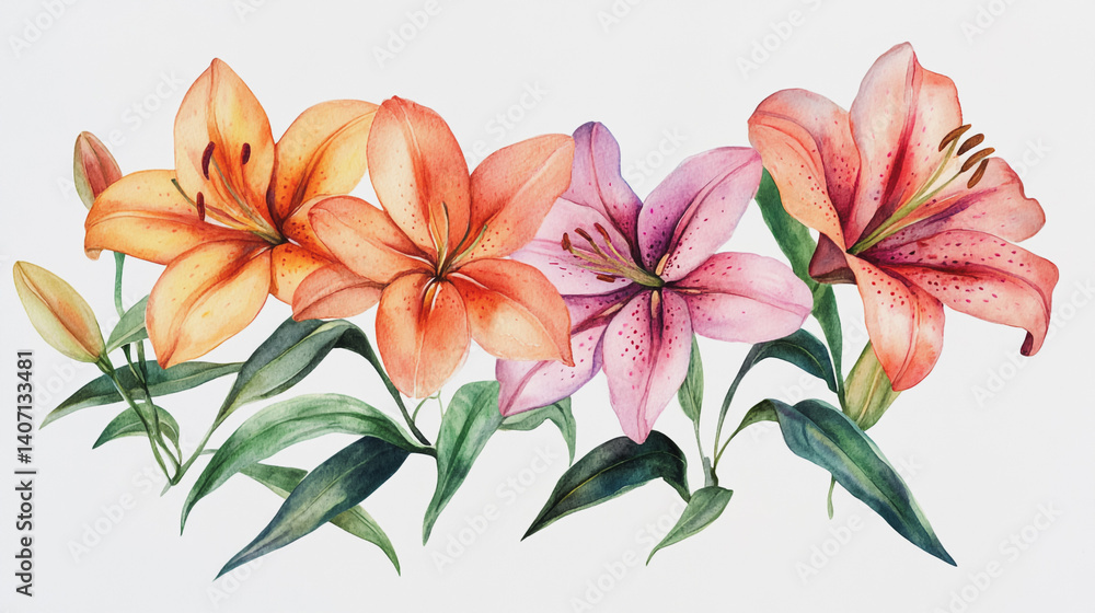 Fototapeta premium Elegant wedding invitation card background . Minimal hand painted watercolor botanical flowers texture template background. Design for wedding, vip cover, poster, rsvp moderncard.Valentine's Day