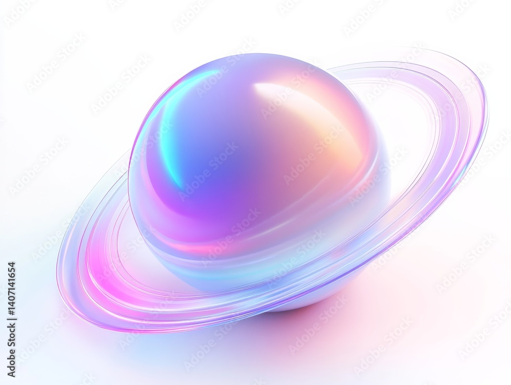 Naklejka premium Violet saturn planet icon with rings in space theme design