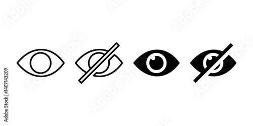 Hidden Eye Icon, invisible icon. Privacy icon. Eyeball icon. Vector illustration.