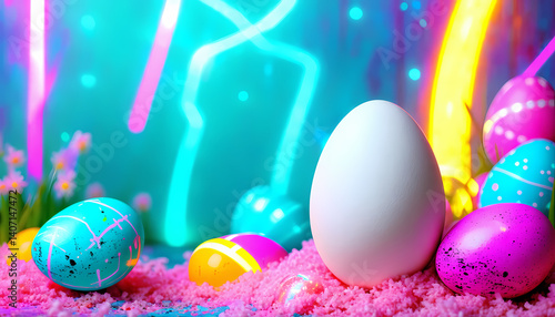 A fantastic Easter arrangement in neon colours.