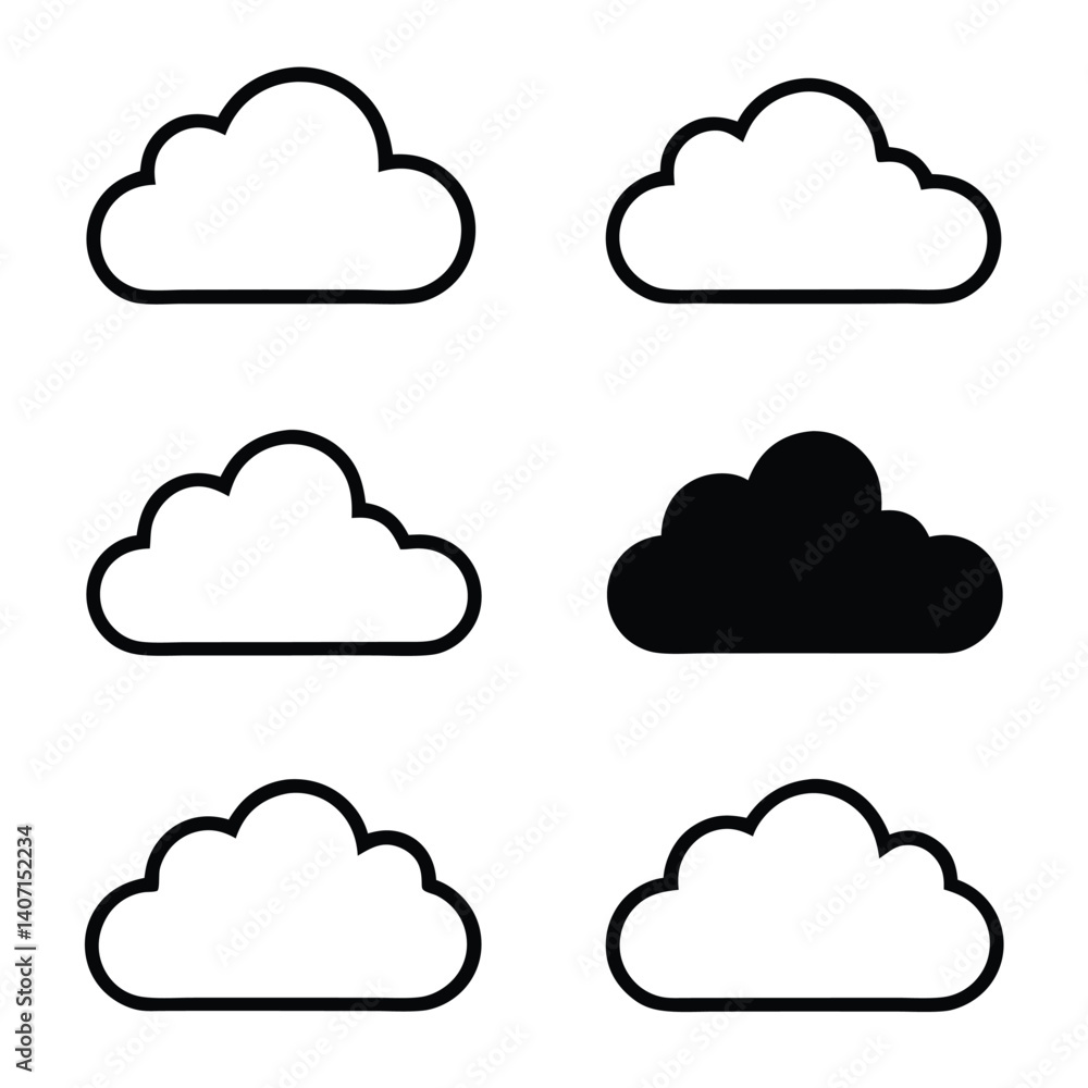 Cloud icon set a vector illustration with weather symbols and design elements for web Cloud icon set a vector illustration with weather symbols and design elements for web