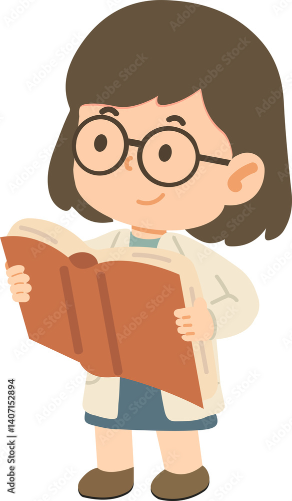 Little Girl student Kid Scientist cartoon student Little Girl student Kid Scientist cartoon student