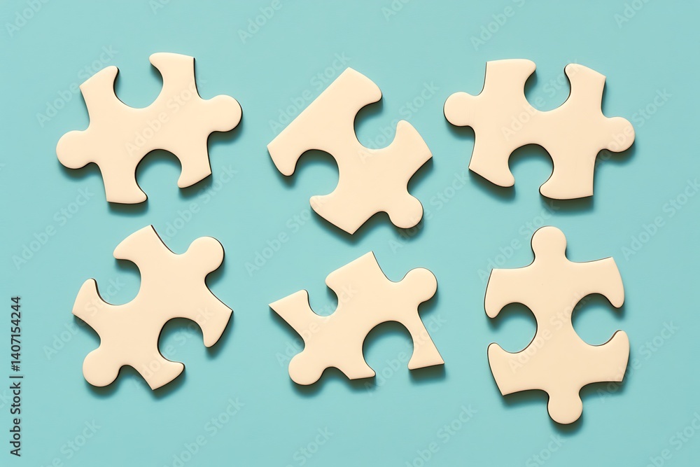 Fototapeta premium Jigsaw Pieces on Light Blue
