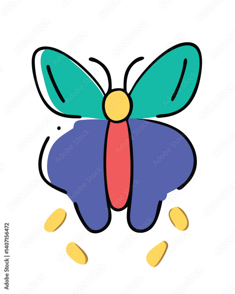 Colorful Butterfly Illustration. Simple Nature Art Design Colorful Butterfly Illustration. Simple Nature Art Design