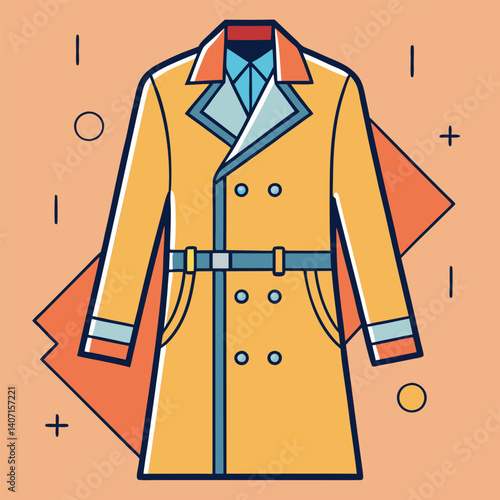 Classic Trench Coat Illustration. Minimalist Fashion Design