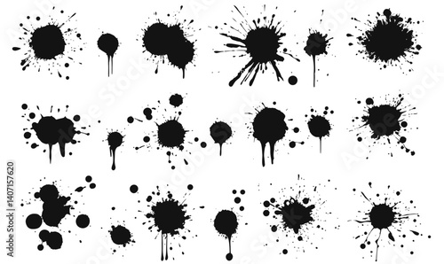 Abstract Black Ink Splashes and Blots Collection for Minimalist Vector Designs