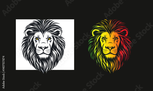 Colorful Rasta Lion of Judah Illustration with Reggae Colors Vector Art