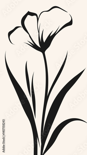 Minimalist Sego Lily Silhouette Vector for Elegant Floral Design
