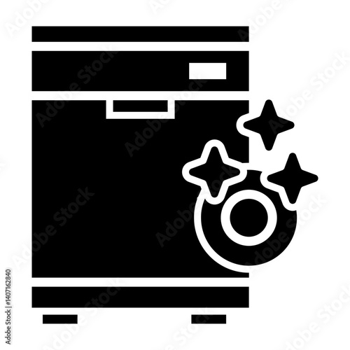 Dishwasher Vector Glyph Icon Design
