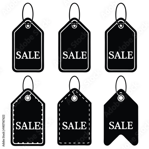 Set of price and sale tags with labels and icons for retail and shopping promotions