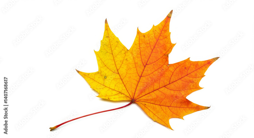 Single Maple Leaf Isolated on White Background in Autumn Colors Single Maple Leaf Isolated on White Background in Autumn Colors