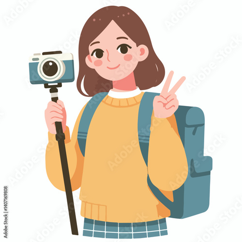 Vector of a teenager vlogging