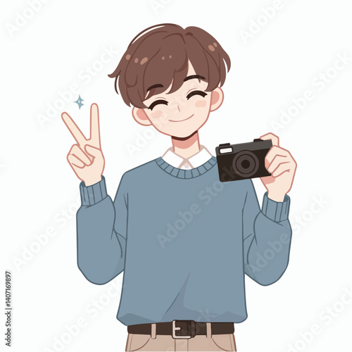Vector of a teenager vlogging