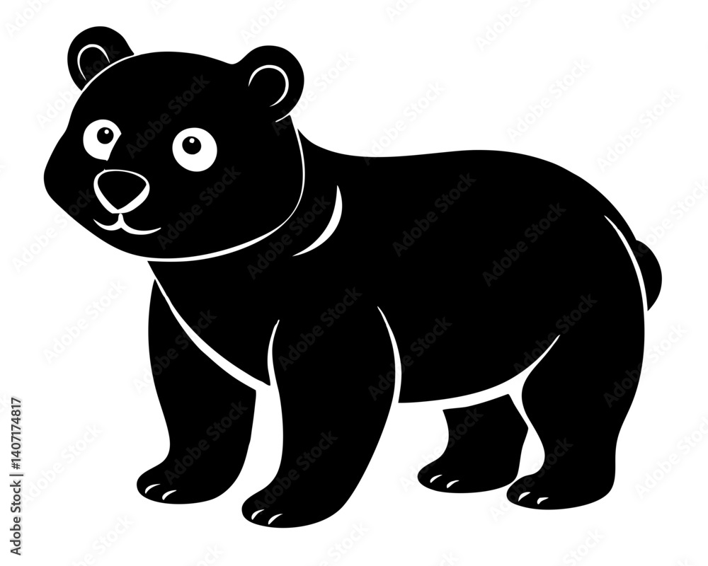 Fototapeta premium Baby Bear Silhouette Vector Design, Baby Bear SVG, Cute Bear Icon