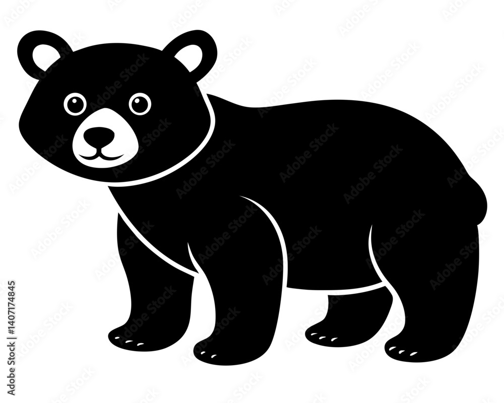 Fototapeta premium Baby Bear Silhouette Vector Design, Baby Bear SVG, Cute Bear Icon