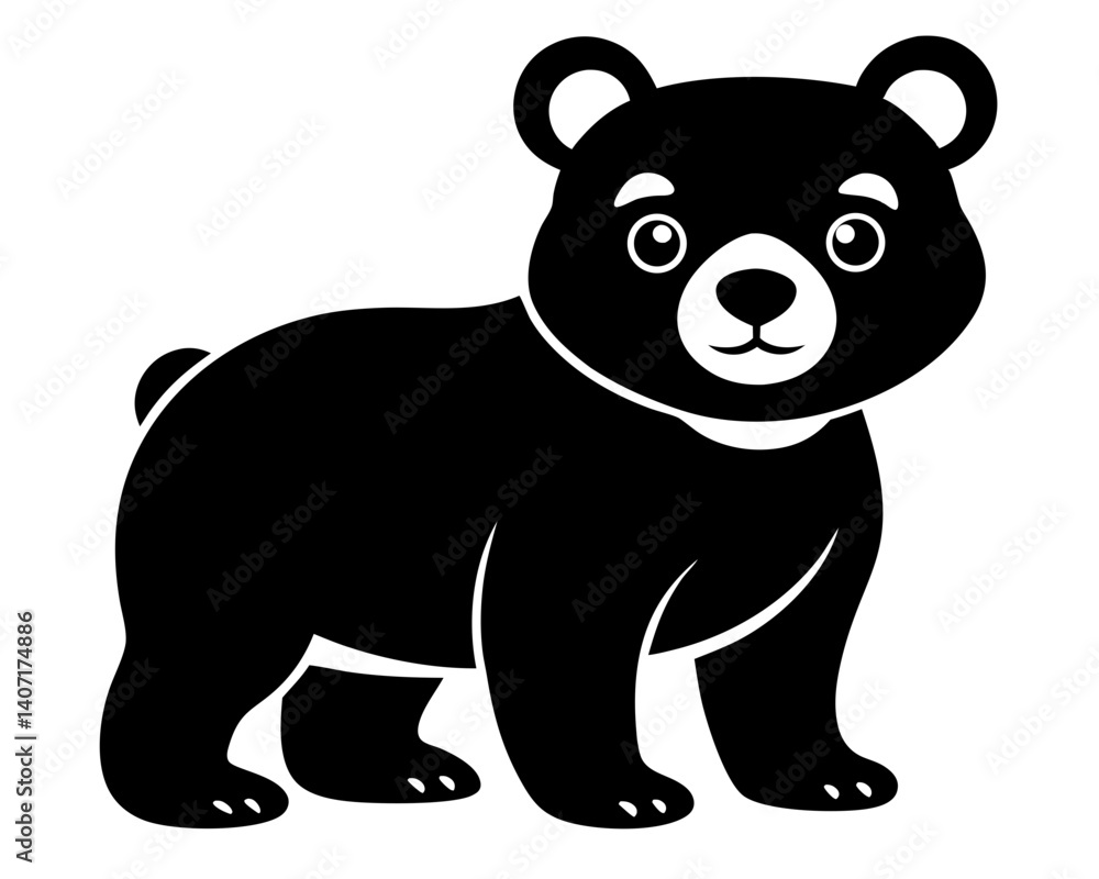 Naklejka premium Baby Bear Silhouette Vector Design, Baby Bear SVG, Cute Bear Icon