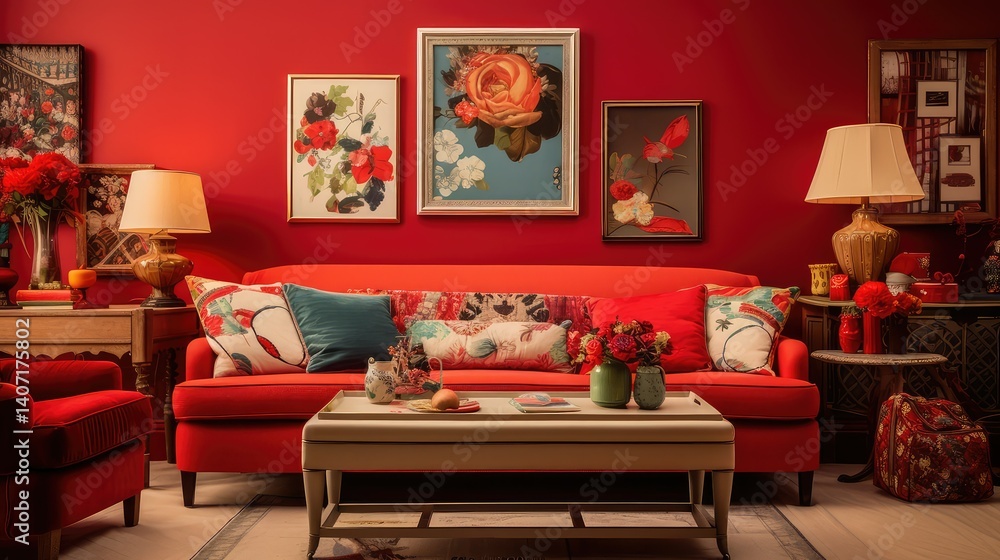 Fototapeta premium accents room living red