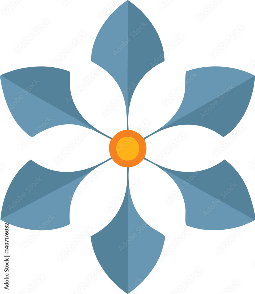 Vector Abstract Floral Design with Orange Circle, Symmetrical Petals, and Minimalist Aesthetic Vector Abstract Floral Design with Orange Circle, Symmetrical Petals, and Minimalist Aesthetic
