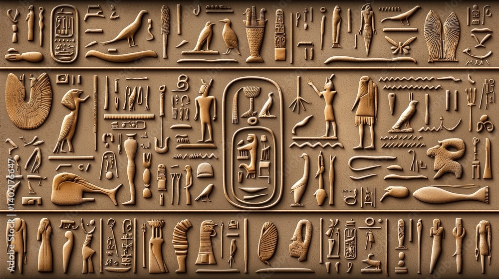 Egyptian hieroglyphs, ancient symbols, sandy tones, seamless Egyptian hieroglyphs, ancient symbols, sandy tones, seamless
